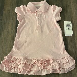 Ralph Lauren Baby Girl Polo Light Pink Ruffle Dress 9M NWT